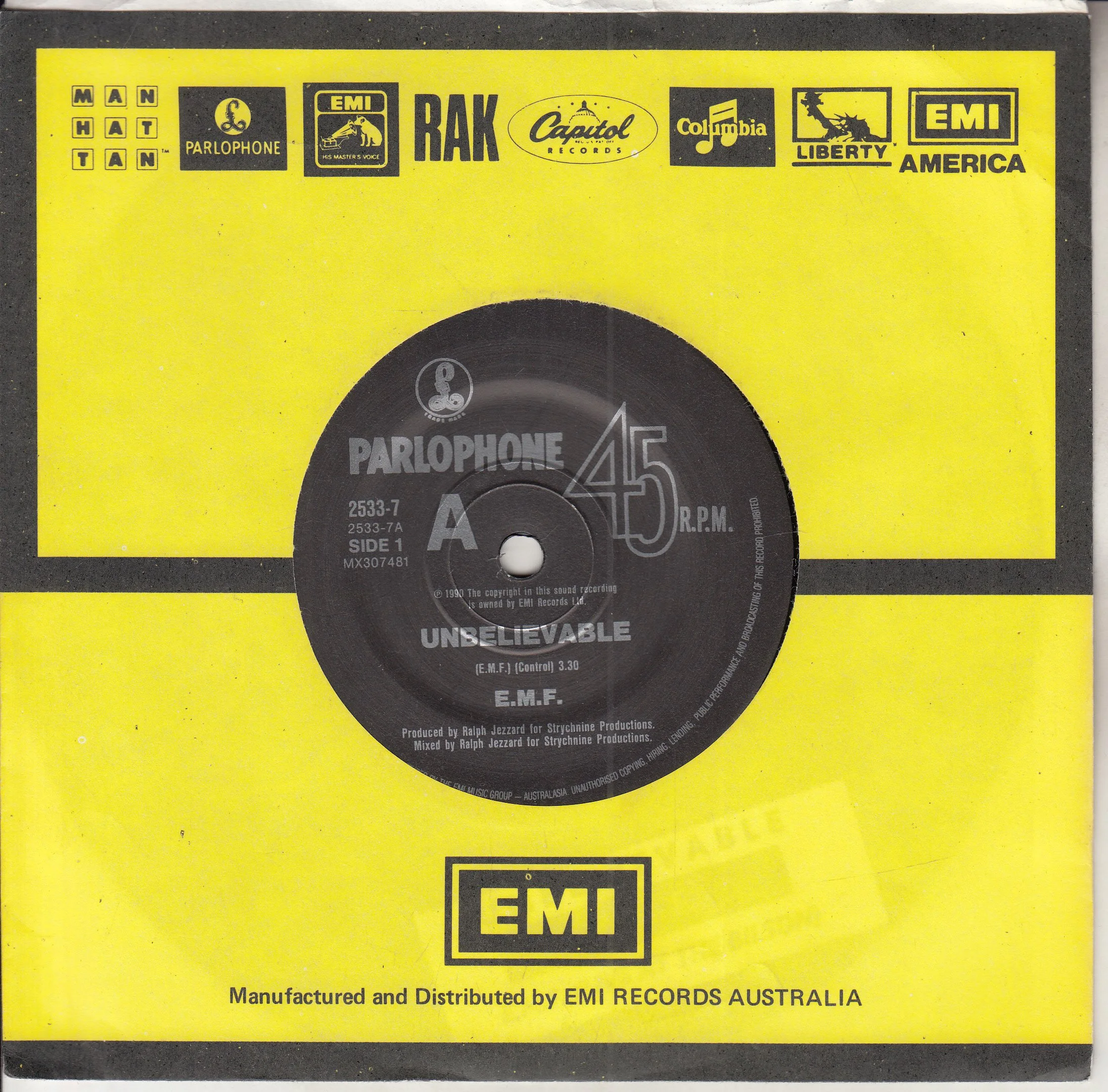 E.M.F. (EMF) - Unbelievable — Flamingo Records